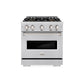 ZLINE 30 in. 4.2 cu. ft. Classic Dual Fuel Range with 4 Burner DuoPro™ Cooktop and Electric Convection Oven in Stainless Steel (PCDR30) front, oven closed.