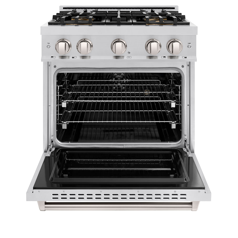 ZLINE 30 in. 4.2 cu. ft. Classic Dual Fuel Range with 4 Burner DuoPro™ Cooktop and Electric Convection Oven in Stainless Steel, Open Box-Great Condition