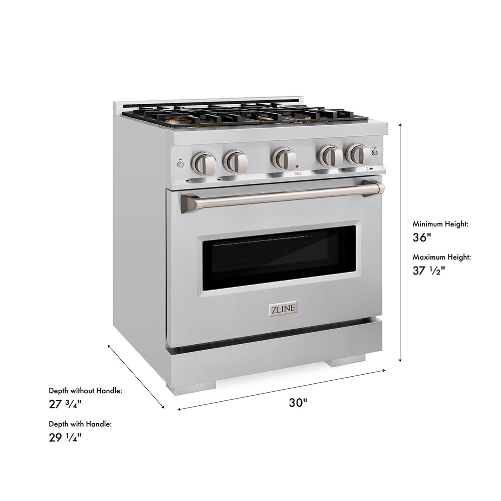 ZLINE 30 in. 4.2 cu. ft. Classic Dual Fuel Range with 4 Burner DuoPro™ Cooktop and Electric Convection Oven in Stainless Steel, Open Box-Great Condition