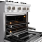 ZLINE 30 in. 4.2 cu. ft. Classic Dual Fuel Range with 4 Burner DuoPro™ Cooktop and Electric Convection Oven in Stainless Steel, Open Box-Great Condition