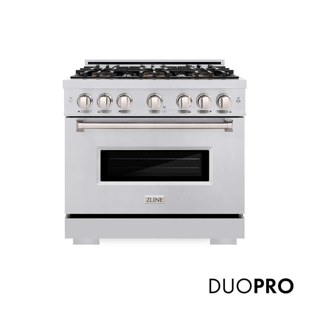 ZLINE 36 in. 5.2 cu. ft. Classic Dual Fuel Range with 6 Burner DuoPro™ Cooktop and Electric Convection Oven in Stainless Steel, Open Box-Good Condition