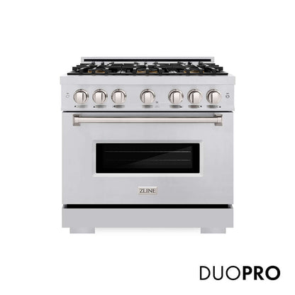 ZLINE 36 in. 5.2 cu. ft. Classic Dual Fuel Range with 6 Burner DuoPro™ Cooktop and Electric Convection Oven in Stainless Steel, Open Box-Good Condition