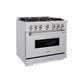 ZLINE 36 in. 5.2 cu. ft. Classic Dual Fuel Range with 6 Burner DuoPro™ Cooktop and Electric Convection Oven in Stainless Steel, Open Box-Good Condition
