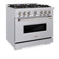 ZLINE 36 in. 5.2 cu. ft. Classic Dual Fuel Range with 6 Burner DuoPro™ Cooktop and Electric Convection Oven in Stainless Steel, Open Box-Good Condition