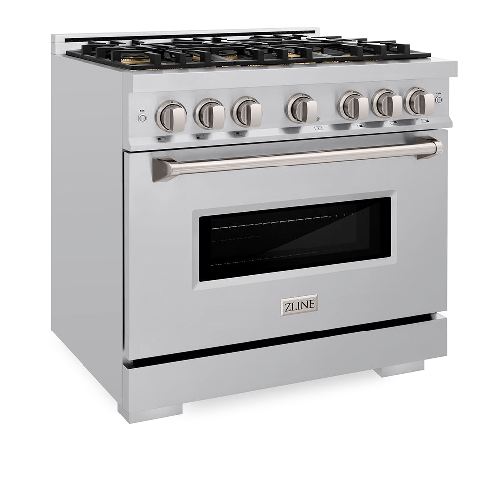 ZLINE 36 in. 5.2 cu. ft. Classic Dual Fuel Range with 6 Burner DuoPro™ Cooktop and Electric Convection Oven in Stainless Steel, Open Box-Great Condition