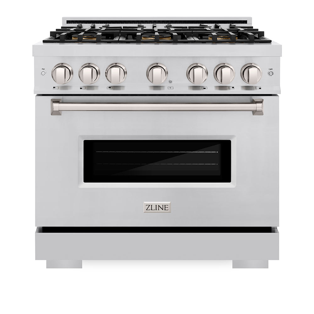 ZLINE 36 in. 5.2 cu. ft. Classic Dual Fuel Range with 6 Burner DuoPro™ Cooktop and Electric Convection Oven in Stainless Steel, Open Box-Great Condition