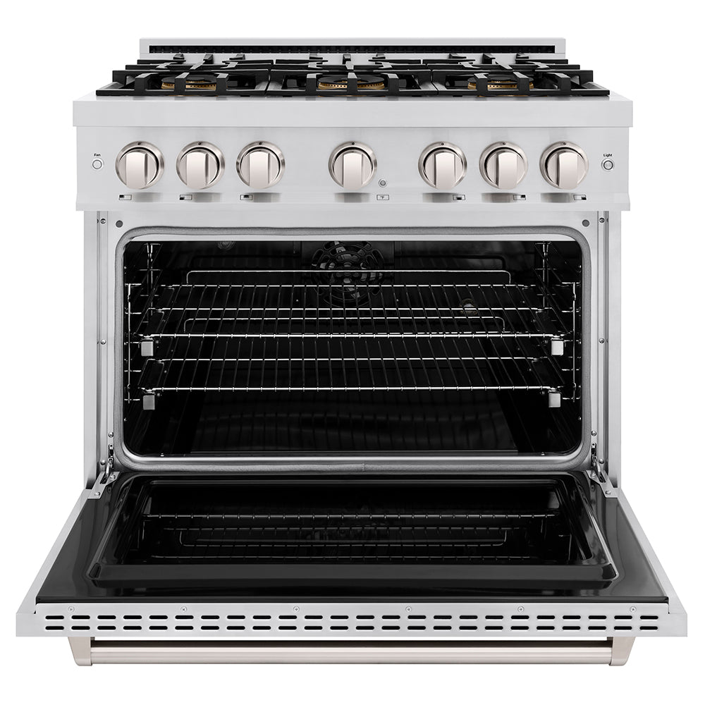 ZLINE 36 in. 5.2 cu. ft. Classic Dual Fuel Range with 6 Burner DuoPro™ Cooktop and Electric Convection Oven in Stainless Steel, Open Box-Great Condition