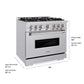 ZLINE 36 in. 5.2 cu. ft. Classic Dual Fuel Range with 6 Burner DuoPro™ Cooktop and Electric Convection Oven in Stainless Steel, Open Box-Good Condition