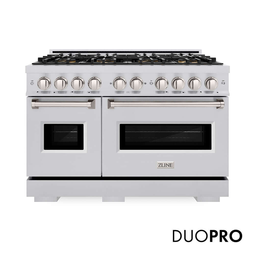 ZLINE 48 in. 6.7 cu. ft. Classic Dual Fuel Range with 8 Burner DuoPro™ Cooktop and Dual Ovens in Stainless Steel, Open Box-Good Condition