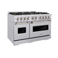 ZLINE 48 in. 6.7 cu. ft. Classic Dual Fuel Range with 8 Burner DuoPro™ Cooktop and Dual Ovens in Stainless Steel, Open Box-Good Condition