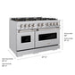 ZLINE 48 in. 6.7 cu. ft. Classic Dual Fuel Range with 8 Burner DuoPro™ Cooktop and Dual Ovens in Stainless Steel, Open Box-Great Condition