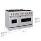 ZLINE 48 in. 6.7 cu. ft. Classic Dual Fuel Range with 8 Burner DuoPro™ Cooktop and Dual Ovens in Stainless Steel, Open Box-Good Condition