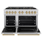 ZLINE Autograph Edition 48 in. 6.7 cu. ft. Classic Dual Fuel Range with 8 Burner DuoPro™ Cooktop and Dual Ovens in Stainless Steel and Champagne Bronze Accents, Open Box-Great Condition