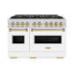ZLINE Autograph Edition 48 in. 6.7 cu. ft. Classic Dual Fuel Range with 8 Burner DuoPro™ Cooktop and Dual Ovens with White Matte Doors and Champagne Bronze Accents (PCDRZ-WM-48-CB)