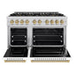 ZLINE Autograph Edition 48 in. 6.7 cu. ft. Classic Dual Fuel Range with 8 Burner DuoPro™ Cooktop and Dual Ovens with White Matte Doors and Champagne Bronze Accents, Open Box-Great Condition
