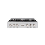ZLINE 36 in. Classic Gas Rangetop with 6 Brass Burners and Porcelain Cooktop in Stainless Steel (RT-BR-36)