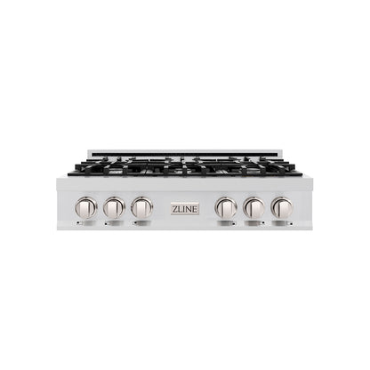 ZLINE 36 in. Classic Gas Rangetop with 6 Burners and Porcelain Cooktop in Stainless Steel, Open Box-Good Condition