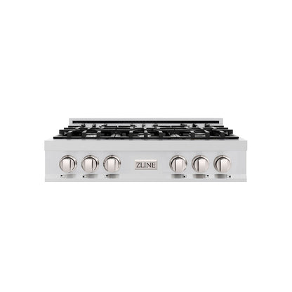 ZLINE 36 in. Classic Gas Rangetop with 6 Burners and Porcelain Cooktop in Stainless Steel, Open Box-Great Condition
