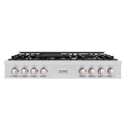 ZLINE 48 in. Classic Gas Rangetop with 8 Burners and Porcelain Cooktop in Stainless Steel, Open Box-Good Condition