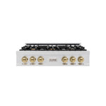 ZLINE Autograph Edition 36 in. Classic Gas Rangetop with 6 Burners and Porcelain Cooktop in Stainless Steel with Champagne Bronze Accents (RTZ-36-CB)