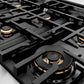 ZLINE Autograph Edition 48 in. Classic Gas Rangetop with 8 Burners and Porcelain Cooktop in Stainless Steel with Polished Gold Accents (RTZ-48-G) dual function burner spread and grates.