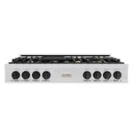 ZLINE Autograph Edition 48 in. Classic Gas Rangetop with 8 Burners and Porcelain Cooktop in Stainless Steel with Matte Black Accents (RTZ-48-MB) front.