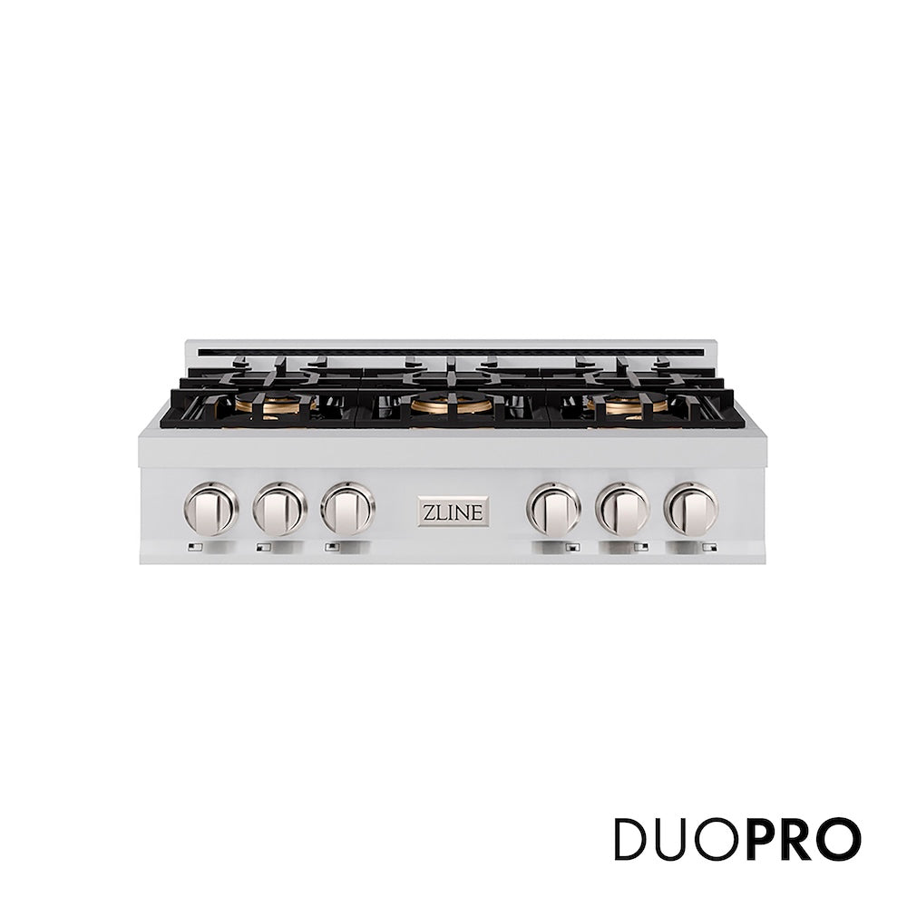ZLINE 36 in. Classic Gas Rangetop with 6 Burner DuoPro™ Cooktop in Stainless Steel, Open Box-Good Condition