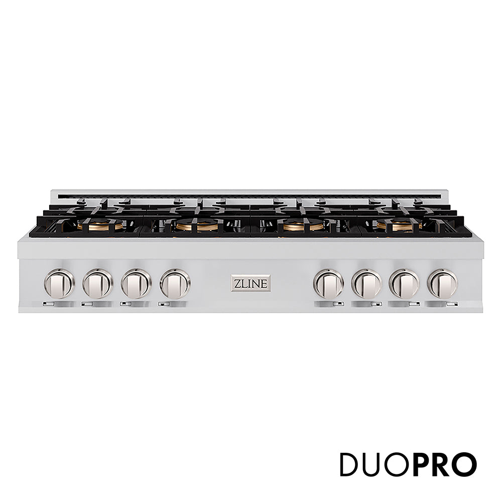 ZLINE 48 in. Classic Gas Rangetop with 8 Burner DuoPro™ Cooktop in Stainless Steel, Open Box-Great Condition main image.