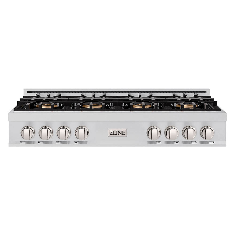 ZLINE 48 in. Classic Gas Rangetop with 8 Burner DuoPro™ Cooktop in Stainless Steel (PCRT48) front.