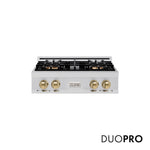 ZLINE Autograph Edition 30 in. Classic Gas Rangetop with 4 Burner DuoPro™ Cooktop in Stainless Steel and Champagne Bronze Accents (PCRTZ-30-CB) front, with DuoPro™ logo.