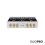 ZLINE Autograph Edition 36 in. Classic Gas Rangetop with 6 Burner DuoPro™ Cooktop in Stainless Steel and Champagne Bronze Accents, Open Box-Good Condition