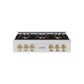 ZLINE Autograph Edition 36 in. Classic Gas Rangetop with 6 Burner DuoPro™ Cooktop in Stainless Steel and Champagne Bronze Accents (PCRTZ-36-CB) front.