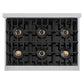ZLINE Autograph Edition 36 in. Classic Gas Rangetop with 6 Burner DuoPro™ Cooktop in Stainless Steel and Champagne Bronze Accents (PCRTZ-36-CB) top-down, above cooktop.
