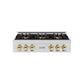 ZLINE Autograph Edition 36 in. Classic Gas Rangetop with 6 Burner DuoPro™ Cooktop in Stainless Steel and Polished Gold Accents, Open Box-Great Condition