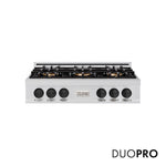 ZLINE Autograph Edition 36 in. Classic Gas Rangetop with 6 Burner DuoPro™ Cooktop in Stainless Steel and Matte Black Accents, Open Box-Good Condition