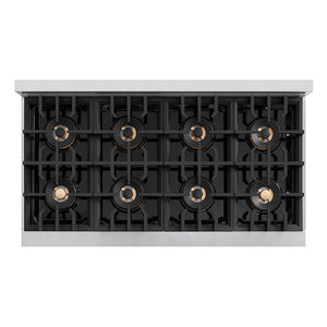 ZLINE Autograph Edition 48 in. Classic Gas Rangetop with 8 Burner DuoPro™ Cooktop in Stainless Steel and Polished Gold Accents, Open Box-Good Condition
