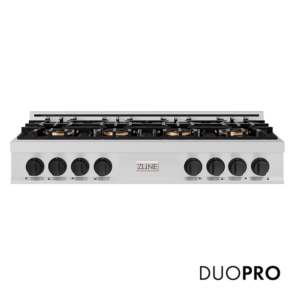 ZLINE Autograph Edition 48 in. Classic Gas Rangetop with 8 Burner DuoPro™ Cooktop in Stainless Steel and Matte Black Accents, Open Box-Good Condition
