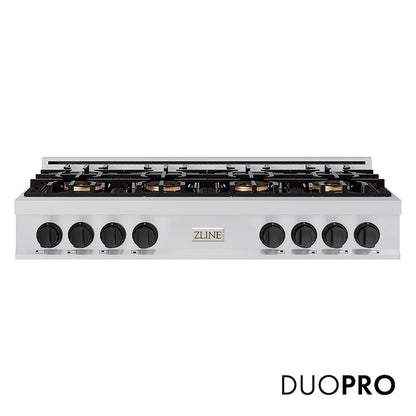 ZLINE Autograph Edition 48 in. Classic Gas Rangetop with 8 Burner DuoPro™ Cooktop in Stainless Steel and Matte Black Accents, Open Box-Good Condition