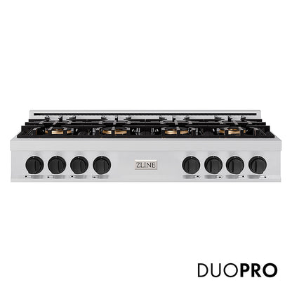 ZLINE Autograph Edition 48 in. Classic Gas Rangetop with 8 Burner DuoPro™ Cooktop in Stainless Steel and Matte Black Accents, Open Box-Great Condition