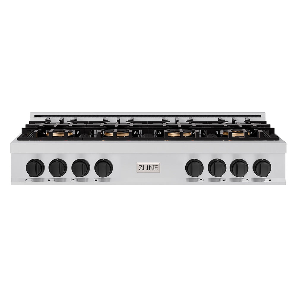 ZLINE Autograph Edition 48 in. Classic Gas Rangetop with 8 Burner DuoPro™ Cooktop in Stainless Steel and Matte Black Accents, Open Box-Good Condition