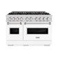 ZLINE 48 in. 6.7 cu. ft. Classic Gas Range with 8 Burner DuoPro™ Cooktop and Dual Ovens with White Matte Doors (PCGR-WM-48)