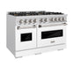 ZLINE 48 in. 6.7 cu. ft. Classic Gas Range with 8 Burner DuoPro™ Cooktop and Dual Ovens with White Matte Doors (PCGR-WM-48)