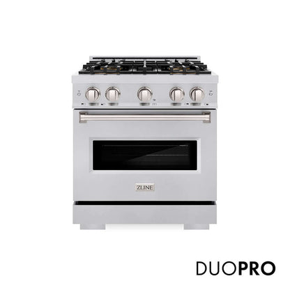 ZLINE 30 in. 4.2 cu. ft. Classic Gas Range with 4 Burner DuoPro™ Cooktop and Convection Gas Oven in Stainless Steel (PCGR30)