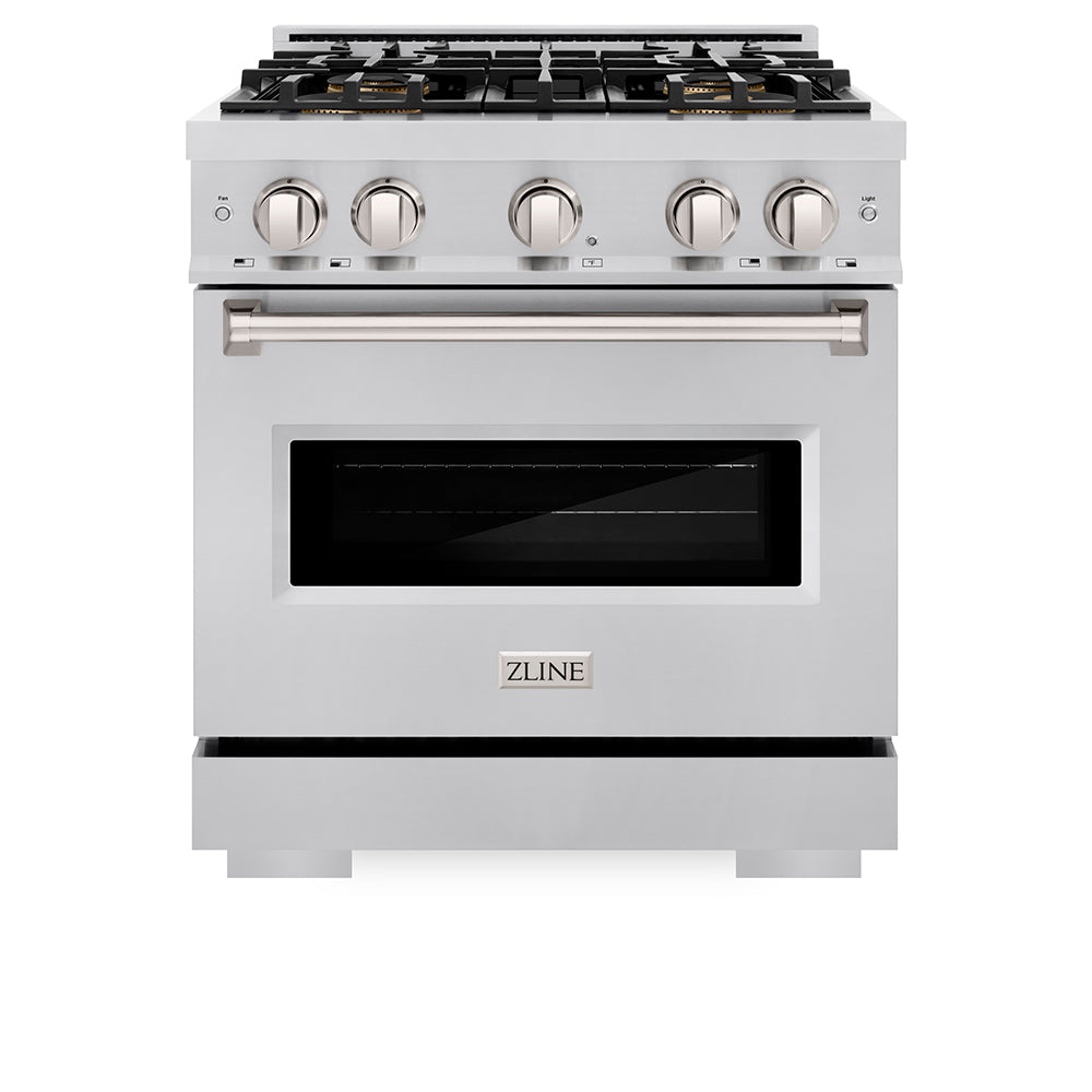 ZLINE 30 in. 4.2 cu. ft. Classic Gas Range with 4 Burner DuoPro™ Cooktop and Convection Gas Oven in Stainless Steel, Open Box-Great Condition