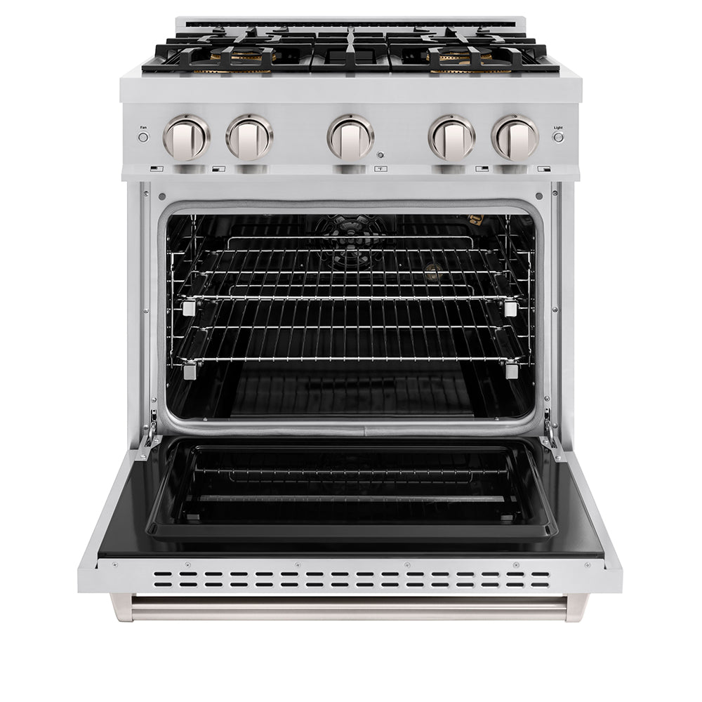 ZLINE 30 in. 4.2 cu. ft. Classic Gas Range with 4 Burner DuoPro™ Cooktop and Convection Gas Oven in Stainless Steel, Open Box-Great Condition