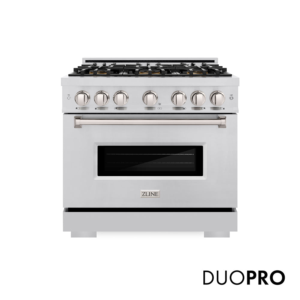 ZLINE 36 in. 5.2 cu. ft. Classic Gas Range with 6 Burner DuoPro™ Cooktop and Convection Gas Oven in Stainless Steel, Open Box-Great Condition