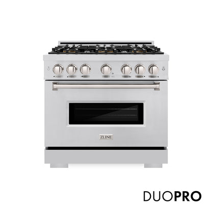 ZLINE 36 in. 5.2 cu. ft. Classic Gas Range with 6 Burner DuoPro™ Cooktop and Convection Gas Oven in Stainless Steel, Open Box-Great Condition