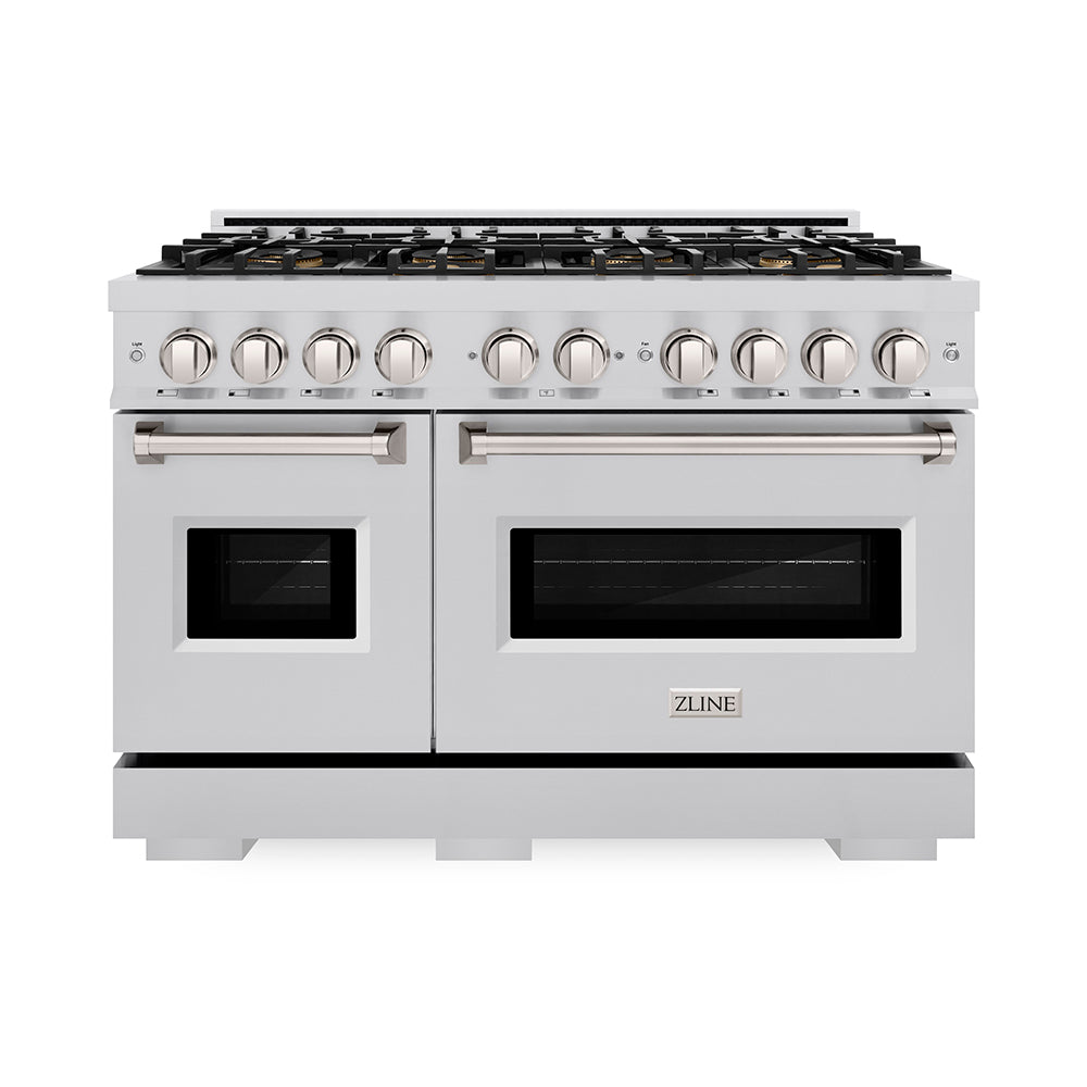 ZLINE 48 in. 6.7 cu. ft. Classic Gas Range with 8 Burner DuoPro™ Cooktop and Dual Ovens in Stainless Steel, Open Box-Great Condition