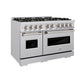 ZLINE 48 in. 6.7 cu. ft. Classic Gas Range with 8 Burner DuoPro™ Cooktop and Dual Ovens in Stainless Steel (PCGR48)
