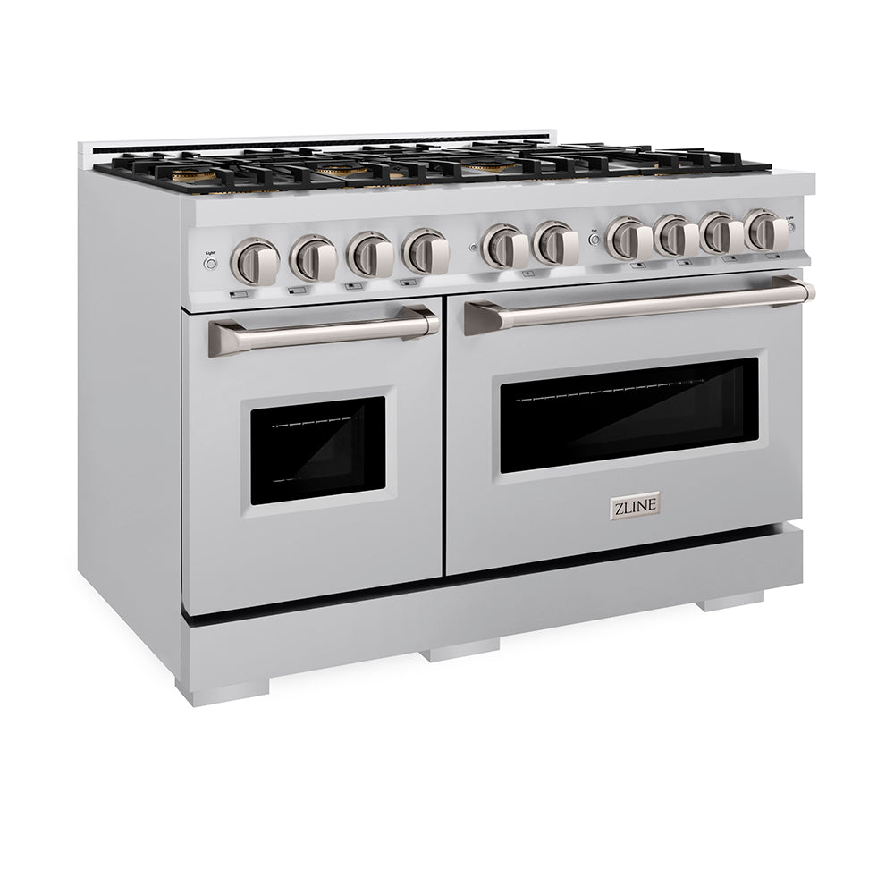 ZLINE 48 in. 6.7 cu. ft. Classic Gas Range with 8 Burner DuoPro™ Cooktop and Dual Ovens in Stainless Steel, Open Box-Great Condition